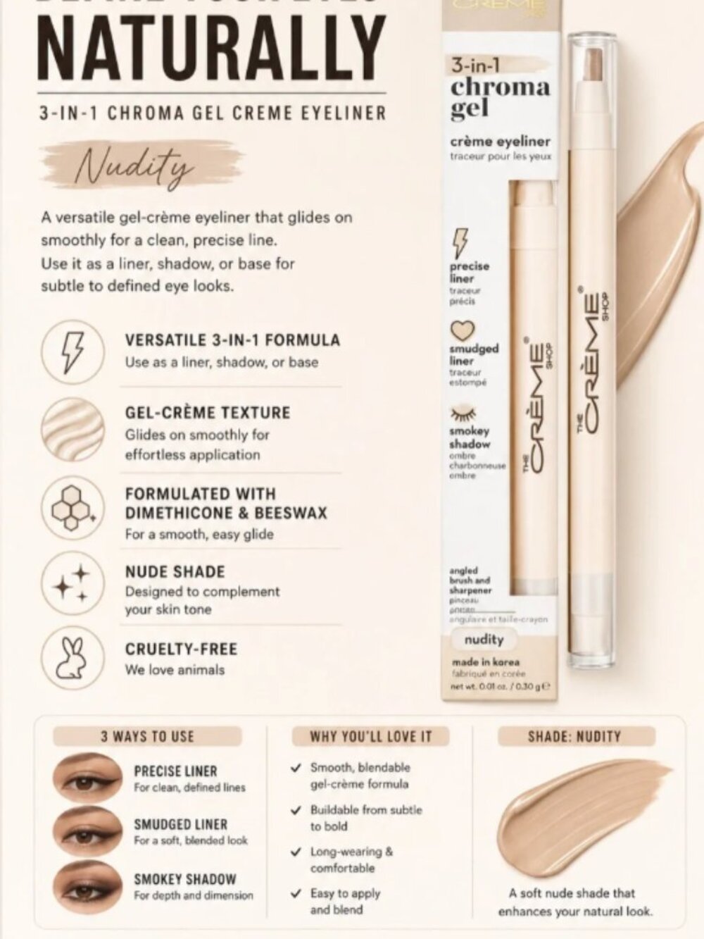 The Crème Shop Nudity Chroma Gel Eyeliner